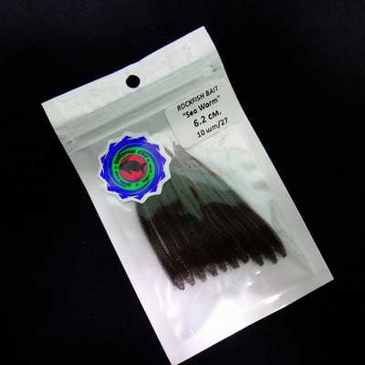 Силиконовая приманка Rockfish Bait Sea Worm 6.2cm/27BLACK. Rockfish Bait Sea Worm 6.2cm/27BLACK